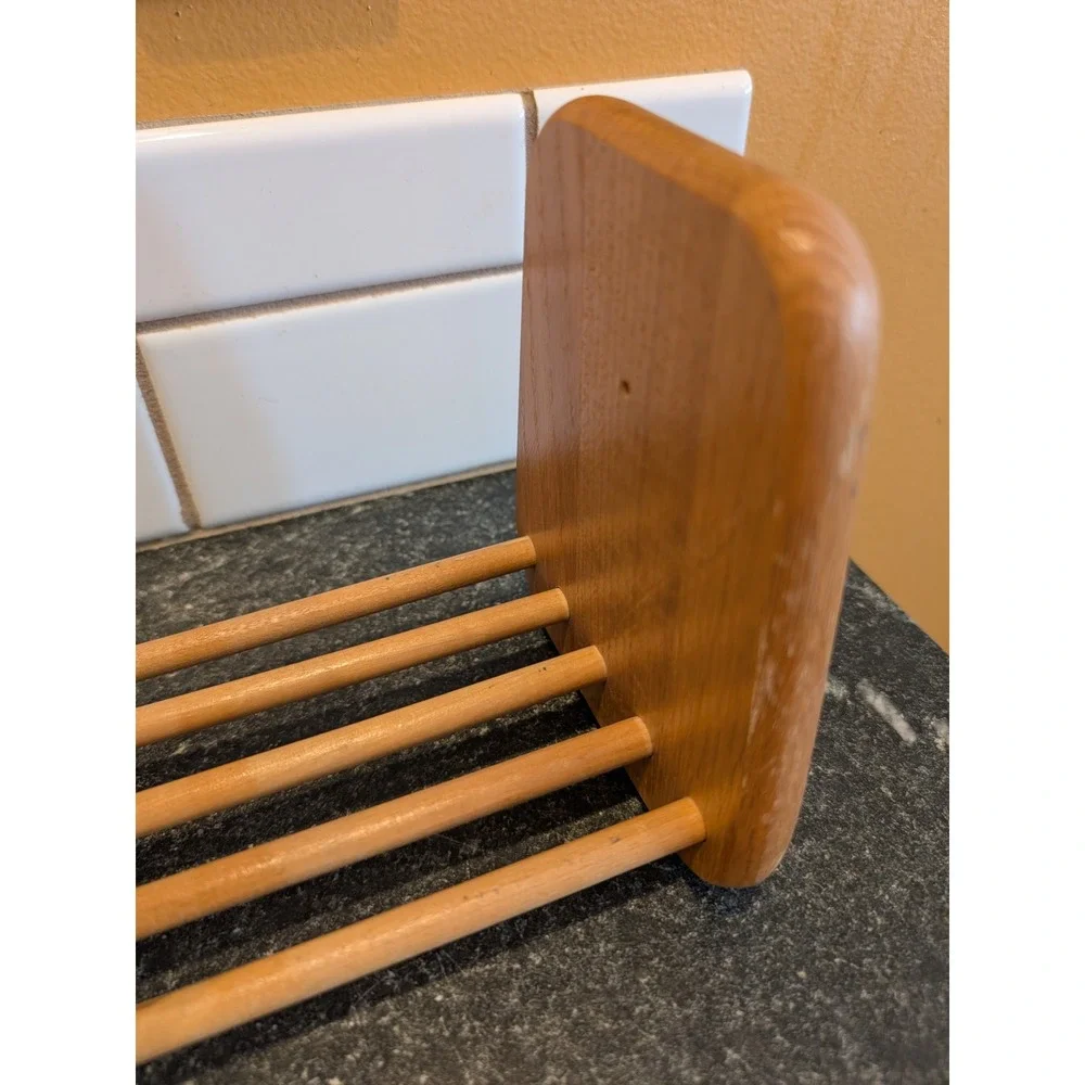 Vintage Wood Adjustable Desktop Bookshelf Sliding Divider Expandable Book Rack